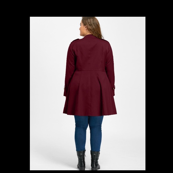 Plus size double breasted flare coat - Picture 2 of 2